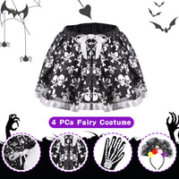 2 x RAW Customer Returns Ulikey Girls Zombie Bride Costume, 4-piece Zombie Bride Carnival Costume, Fairy Costume Children with Tulle Skirt, Wings, Gloves and Tiara, Butterfly Costume for Carnival Cosplay Party - RRP €38.3