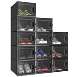 1 x RAW Customer Returns YITAHOME Shoe Box, Set of 12 Transparent Plastic Shoe Storage Boxes, Stackable and Foldable, for Shoes up to Size 44 Black Breathable Shoe Box - RRP €81.9