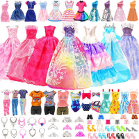 1 x RAW Customer Returns Miunana 49 clothes for dolls 13 dresses 2 tops 2 pants 3 evening dresses 2 swimsuits 10 mini dresses 27 shoes crown necklace for 11.5 inch girl dolls - RRP €15.99