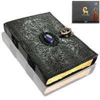 1 x RAW Customer Returns The Book of Shadows Charmed German Lapis Moon Leather Notebook Diary Gift for Women Men, Spell Book Children Hocus Pocus Spell Book for Children Wicca Grimoire Blank Old Pages Diary - RRP €20.39