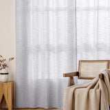 1 x RAW Customer Returns MIULEE Linen Curtains Bedroom Translucent Interior Curtains with Curled Ribbon Modern Transparent Living Room Curtains Living Room 140x260 cm White Gray 2 Panels - RRP €37.49