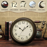 1 x RAW Customer Returns Plumeet Wall Clock Large Classic 33cm Quiet Retro Wall Clock without Ticking Noises for Living Room - Bedroom - Battery Operated Arabic Numerals  - RRP €31.57