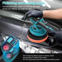 1 x RAW Customer Returns Cordless polishing machine, 21V eccentric polishing machine compatible with Makita 18V-21V batteries, 2800-7600 RPM 8 variable speeds cordless waxing machine car polishing machine, 150mm polishing pad without battery  - RRP €57.47