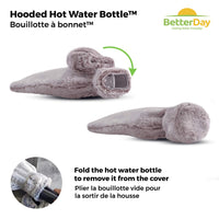 10 x Brand New  NEW BetterDay Hot Water Bottle with Hood - with Standard 1970 2012 Plush Lining in Natural Rubber, Removable Lining - 2 Liter Hot Water Bottle - RRP €228.0