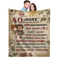 3 x Brand New Gift wedding anniversary - super soft blanket for 40 years of wedding anniversary women men, anniversary wedding anniversary Valentine s Day birthday gifts for her, 150 x 200 cm, cuddly blanket fleece blanket - RRP €107.97