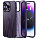 2 x Brand New WSKEN Compatible with iPhone 14 Pro Max Case, Carbon Fiber Texture Design Slim Shockproof Scratch-Resistant Translucent Case for Men Women - Deep Purple - RRP €26.2