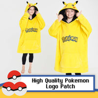 1 x RAW Customer Returns Pokemon Oversize Hoodie Boys Blanket with Sleeves and Hood, Pikachu Fleece Blanket Hoodie Pullover Yellow Black  - RRP €32.95