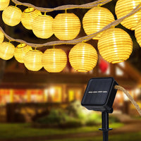 1 x RAW Customer Returns Joomer Solar Fairy Lights Lantern Outdoor, 8.7m 30 LED Solar Fairy Lights Outdoor Lanterns Warm White 8 Modes Vintage Hemp Rope Lanterns Outdoor Weatherproof for Garden Patio Pavilion Wedding Oudtoor Party - RRP €22.36