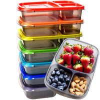 1 x RAW Customer Returns Youngever 7-pack 3-compartment meal prep boxes, bento lunch boxes, reusable meal prep boxes, 3-compartment lunch box Rainbow  - RRP €27.53