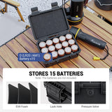 1 x RAW Customer Returns KIWIFOTOS 15 Slots Battery Organizer, Type D Heavy Duty IP67 Waterproof LR20 D AM1 Cells Alkaline Battery Holder for Household Outdoor Camping Toy Radio Garden Battery Not Included  - RRP €32.99