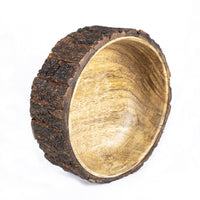 1 x RAW Customer Returns GoCraft Mango Wood Decorative Bowl with Tree Bark, Medium, 19.1 cm Diameter x 7 cm Height, Single Bowl - RRP €33.99