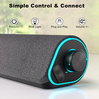 1 x RAW Customer Returns SOULION R50 PC Speakers, Bluetooth 3.5mm Computer Speakers, USB Powered, Colorful Lights, Soundbar with Switch, Stereo Surround Soundbar for PC, Desktop, Laptop - RRP €26.6