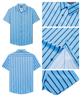 1 x RAW Customer Returns JACKETOWN Shirt Men s Short Sleeve Striped Shirt Men s Summer Casual Regular Fit Casual Shirt Men s Short Sleeves Light Blue L - RRP €28.27