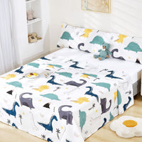 1 x RAW Customer Returns HOMEYA - Children s sheet set for 90 cm bed - 3-piece summer sheet set, 1 fitted sheet 90x190, 1 flat sheet 165x260 and 1 pillowcase 45x125 Dinosaurs  - RRP €18.73