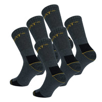 1 x RAW Customer Returns Caterpillar 6 Pairs Mid Calf Work Socks - Safety Shoes - Reinforced Heel Tip - in Cotton Sponge 43-46, 6 Gray Pairs  - RRP €19.8