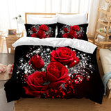 1 x RAW Customer Returns MIQEBX Girls Pink Bedding Colorful Flowers Bedding Red Rose Printed Bedding Comforter Set 3D Romantic Flower Duvet Cover, Microfiber Duvet Cover With Zipper Roses, 135X200cm  - RRP €31.99