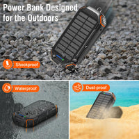 1 x RAW Customer Returns WASTDE Wireless Solar Power Bank 26800mAh Built in 3 Cables Camping Lights, USB-C 15W PD 3A Fast Charging External Battery Pack 4 Outputs 3 Inputs, Outdoor Waterproof Solar Panel for Smartphone - RRP €40.33