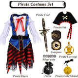 1 x RAW Customer Returns Tacobear Pirate Costume for Children Girls with Pirate Accessories Pirate Dress Hat Compass Purse Earring Pirate Carnival Fancy Dress Costume for Children Girls 4 5 6 7 8 9 10 Years 10-12 Years  - RRP €27.05