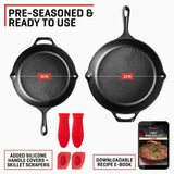 1 x RAW Customer Returns Uno Casa cast iron pan set of 2 - cast iron pan 25 cm, 30cm - cast iron pans for cakes, pizza, sauce, bread, eggs - RRP €59.99