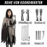 1 x Brand New Rekribe carnival girl costume with scythe, chain, gloves, socks, stickers for exciting party disguises  - RRP €30.13