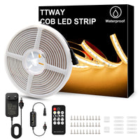 1 x RAW Customer Returns TTWAY COB LED strip waterproof 5M 2700K, DC24V LED strip warm white outdoor with power supply, 480LEDs M, CRI 93 , 10mm width, IP65 LED strip outdoor for the kitchen - RRP €46.38