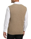 1 x RAW Customer Returns Kallspin Men s Knitted Vest Cardigan Sleeveless Cable Knit V-Neck Wool Blend Coffee, 2XL  - RRP €34.99