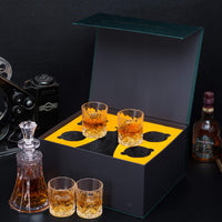 1 x Brand New KANARS Crystal Whiskey Decanter and Glasses, 550 ml Decanter with 4 300 ml Whiskey Glasses for Cognac, Martini, Whiskey, Scotch, Bourbon, Cocktail, Unique Stylish Gift Box, 5-Piece Set - RRP €55.99