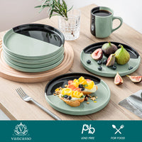 1 x RAW Customer Returns vancasso Aria dinner plate stoneware, dinner plate set 6 people, 20.3 cm plate set, tableware for dishwasher and microwave, pasta plate, breakfast plate, cake plate, green - RRP €25.99