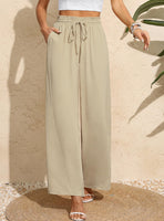 1 x RAW Customer Returns BEIGAI Women s Pants Wide Loose Straight Cut Palazzo Pants High Waist Stretchy Lounge Elegant Pants with Pockets,Khaki,2XL - RRP €34.99