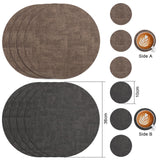 1 x RAW Customer Returns Myir JUN Placemats Washable Leather and Coasters, Double-Sided Placemats Round Diameter 36cm Set of 6 Non-Slip Glass Coasters Placemats Leather Faux Leather Placemat Grey Brown, Set of 6  - RRP €25.9