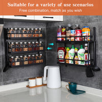 1 x RAW Customer Returns X-cosrack spice rack wall shelf 5 levels height adjustable spice rack for kitchen cabinet door, hanging shelf with hooks, black - RRP €59.99