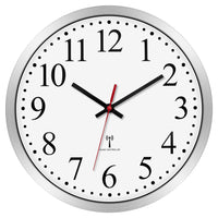 1 x RAW Customer Returns Foxtop Radio Wall Clock Silent Silent Analogue Non Ticking 25 cm Easy to Read Clock for Kitchen, Living Room, Bedroom, Home Office, Silver - RRP €27.82