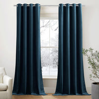 1 x RAW Customer Returns PONY DANCE thermal curtain heat protection soft and heavy curtains velvet dark blue weight 300g m eyelet curtain set of 2 velvet opaque curtains with eyelets velvet curtain, H 240 x W 132 cm - RRP €46.95