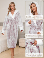 1 x RAW Customer Returns UMIPUBO Women s Bathrobe Dressing Gown Winter Fleece Soft Hooded Bathrobe Pajama Kimono Nightgown with 2 Pockets, Soft Loungewear Dressing Gown Wine Red, M  - RRP €33.1