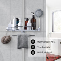 1 x RAW Customer Returns LOLYPOT Shower Shelf Without Drilling Telescopic 32 48cm, Shower Shelf for Hanging Bathroom Organizer with Towel Holder Shower Holder, Shower Rod Storage Rack for 18mm 25mm Shower Rod White  - RRP €20.04