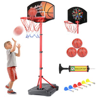 1 x RAW Customer Returns Kamdhenu Children s Toy Basketball Hoop with Darts Target 2 in 1 with Highly Adjustable 3.2ft 6.2ft Portable Basketball Hoop Indoor and Outdoor for Kids Ages 3-8 - RRP €48.4