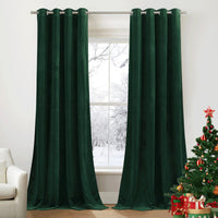 1 x RAW Customer Returns PONY DANCE Velvet Curtains Dark Green Eyelet Curtain Opaque Set of 2 Living Room Curtains Velvet Thermal Curtain Cold Protection Heavy Velvet Curtain 300g m Blackout Curtain H 220 x W 132 cm - RRP €38.71