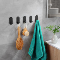 10 x Brand New Taozun towel holder without drilling - 5 pieces stainless steel towel hooks, self-adhesive black adhesive hooks, wall hooks, rust-proof for kitchen and bathroom - RRP €79.9