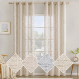 1 x RAW Customer Returns MIULEE curtains linen with eyelets voile curtains linen look curtains living room modern window curtain children s room kitchen curtains loop curtain set of 2 140 x 175 cm natural - RRP €28.51