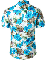 1 x RAW Customer Returns JOGAL Men s Floral Short Sleeve Cotton Hawaii Shirt Medium BlueHibiscus - RRP €28.44