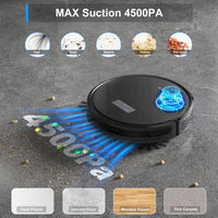 1 x RAW Customer Returns Tikom G8000 Pro robot vacuum cleaner with wiping function 2 in 1, vacuum cleaner robot, 4500Pa strong suction power robot vacuum cleaner, self-charging, WiFi, 150mins max, ideal for pet hair, carpet, hard floor - RRP €199.99