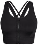 1 x RAW Customer Returns Yvette Sports Bra 5CM Bottom, High Side, Front Zipper, Strong Support, Cross Back, Black, L Large Sizes - RRP €29.23