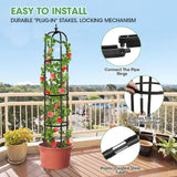 1 x RAW Customer Returns MQUPIN Obelisk Trellis Garden Tower Rose Trellis 2X150cm, Removable U-shaped Raspberry Trellis, Metal Core Rustproof Obelisk Trellis Tower with 60 Plant Clips Indoor Outdoor Trellis Vegetable - RRP €36.32