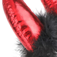 2 x Brand New HOWAF 2 Devil Ears Headband Devil Ears Hair Mardi Gras Masquerade Party Photo Props, Halloween Carnival Party Hair Accessories, Headdress, Horns, Black and Red - RRP €28.22