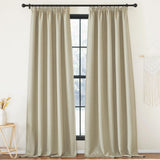 1 x RAW Customer Returns PONY DANCE Linen Look Curtains Opaque Cream Country Style Curtains with Ruffle Tape Short Set of 2 H 160 x W 132 cm Blackout Curtains Short Thermal Curtains Blackout Curtain for Bedroom, Cream - RRP €33.46