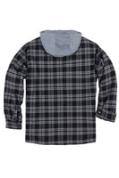 1 x RAW Customer Returns Coevals Club Men s Flannel Jacket Shirt Sherpa Lumberjack Shirt Flannel Shirt Long Sleeve Checkered Snap Buttons Cotton Winter Shirt Hood Black Gray 9 L  - RRP €50.41