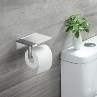 1 x RAW Customer Returns ZUNTO toilet paper holder without drilling - toilet paper holder with shelf, toilet roll holder self-adhesive, toilet paper holder roll holder stainless steel for bathroom - RRP €15.12