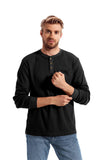 1 x RAW Customer Returns SwissWell Men s Henley Shirt Long Sleeve Button Down Leisure Waffle Shirt Cotton T-Shirt with Chest Pocket Spring Black M - RRP €29.03