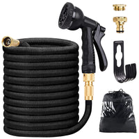 1 x RAW Customer Returns Flexible garden hose 15M 50FT, water hose with 8 functional spray nozzles, 3 4 inch and 1 2 inch with hose hook storage bag water hose insert garden - RRP €29.99