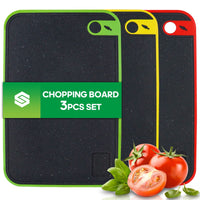 1 x RAW Customer Returns Chopping board set of 3, large plastic chopping boards, non-slip kitchen board with juice groove and garlic press groove, breakfast board, antibacterial and dishwasher safe for fruit vegetables meat - RRP €22.18